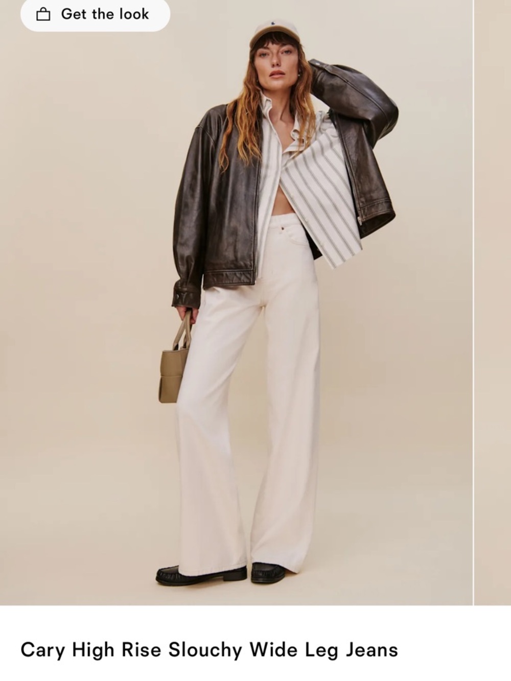 Reformation Cary High Rise Wide Leg Jeans in Off-White